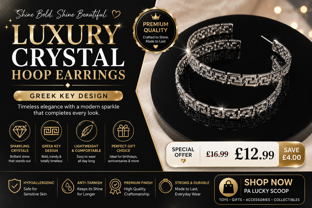 Luxury Crystal Greek Key Hoop Earring