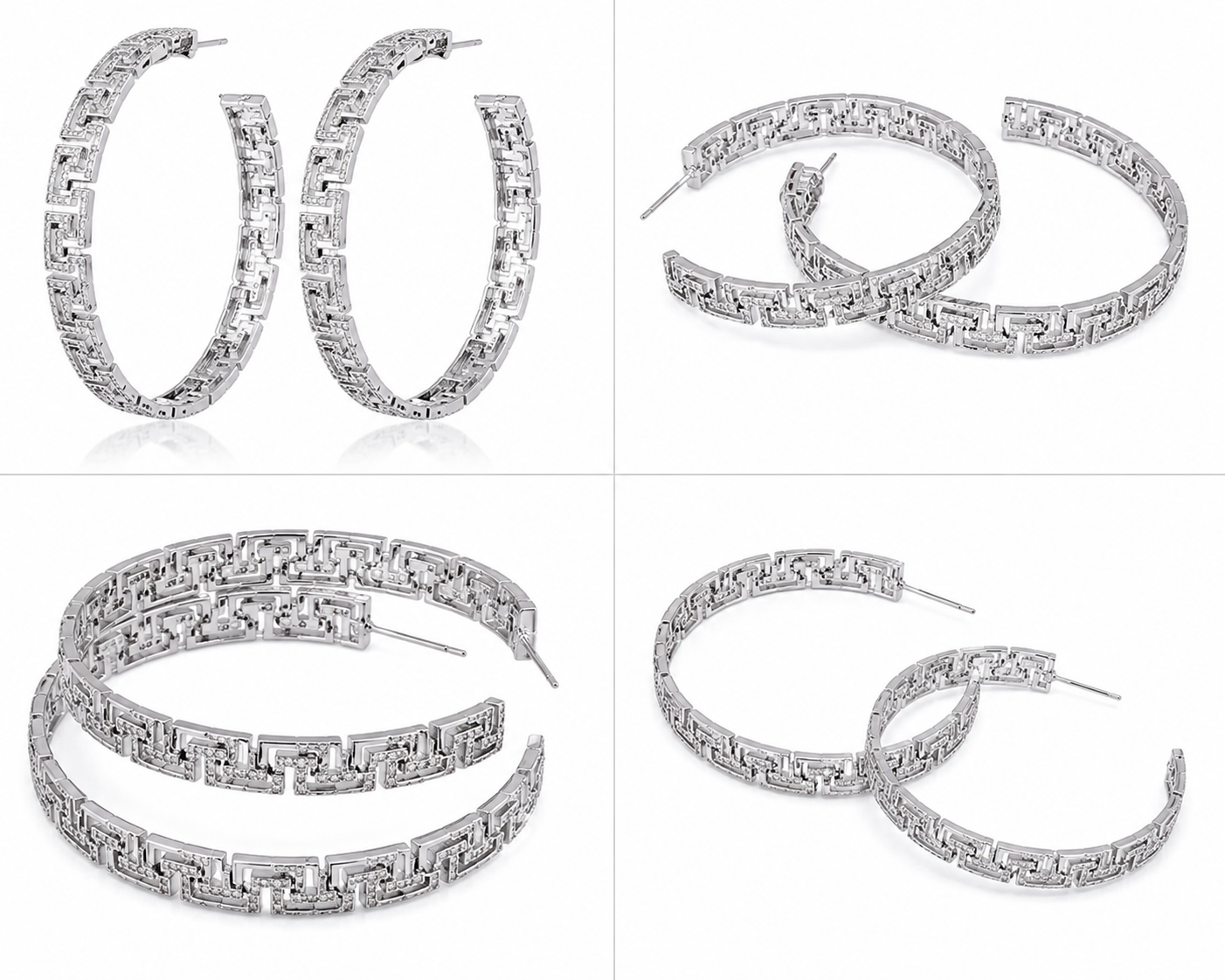 Luxury Crystal Greek Key Hoop Earring